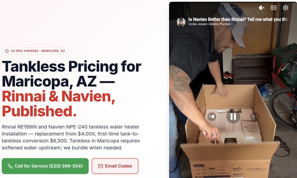 Arizona Clear Price Plumbing LLC website preview
