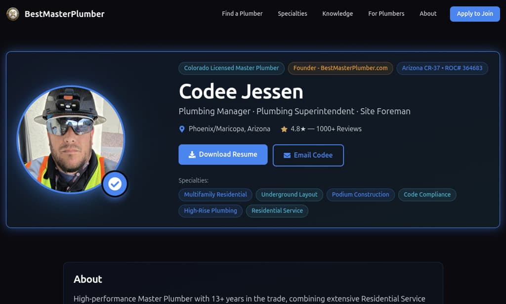 Best Master Plumber website preview